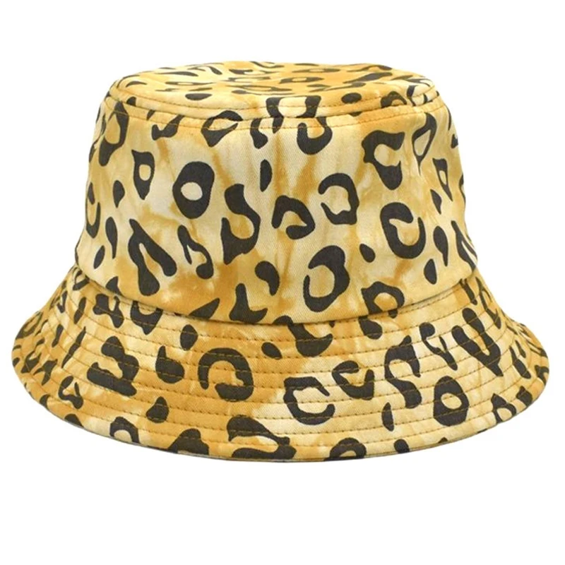 

Leopard Print Bucket Hat Simple Fisherman Hat All-match Sunscreen for Daily Wear