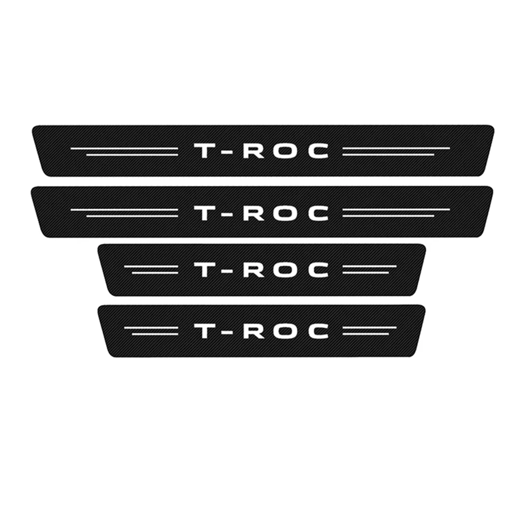 

4Pcs Car Door Threshold Sill Stickers Trunk Plate Protector For TROC T ROC 2018 2019 2020 2021 2022 Accessories