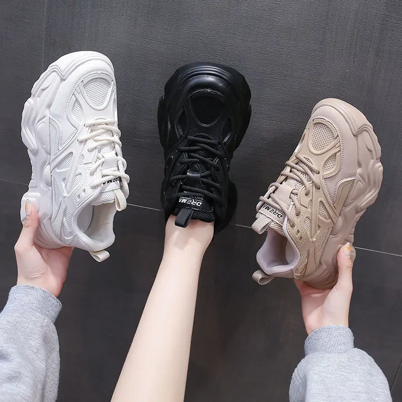 Ladies Casual Shoes Breathable Mesh Running Shoes Thick Sole Fashion All-match Comfortable Sports Shoes Large Size Women Shoes