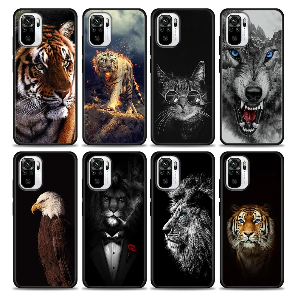 

Eagle Cat Lion Tiger Animal Silicone Phone Case For Xiaomi Redmi Note 9 9T 10 10s 11 11s 11E 8 7 Poco M3 M4 Pro 5G Cover Cases