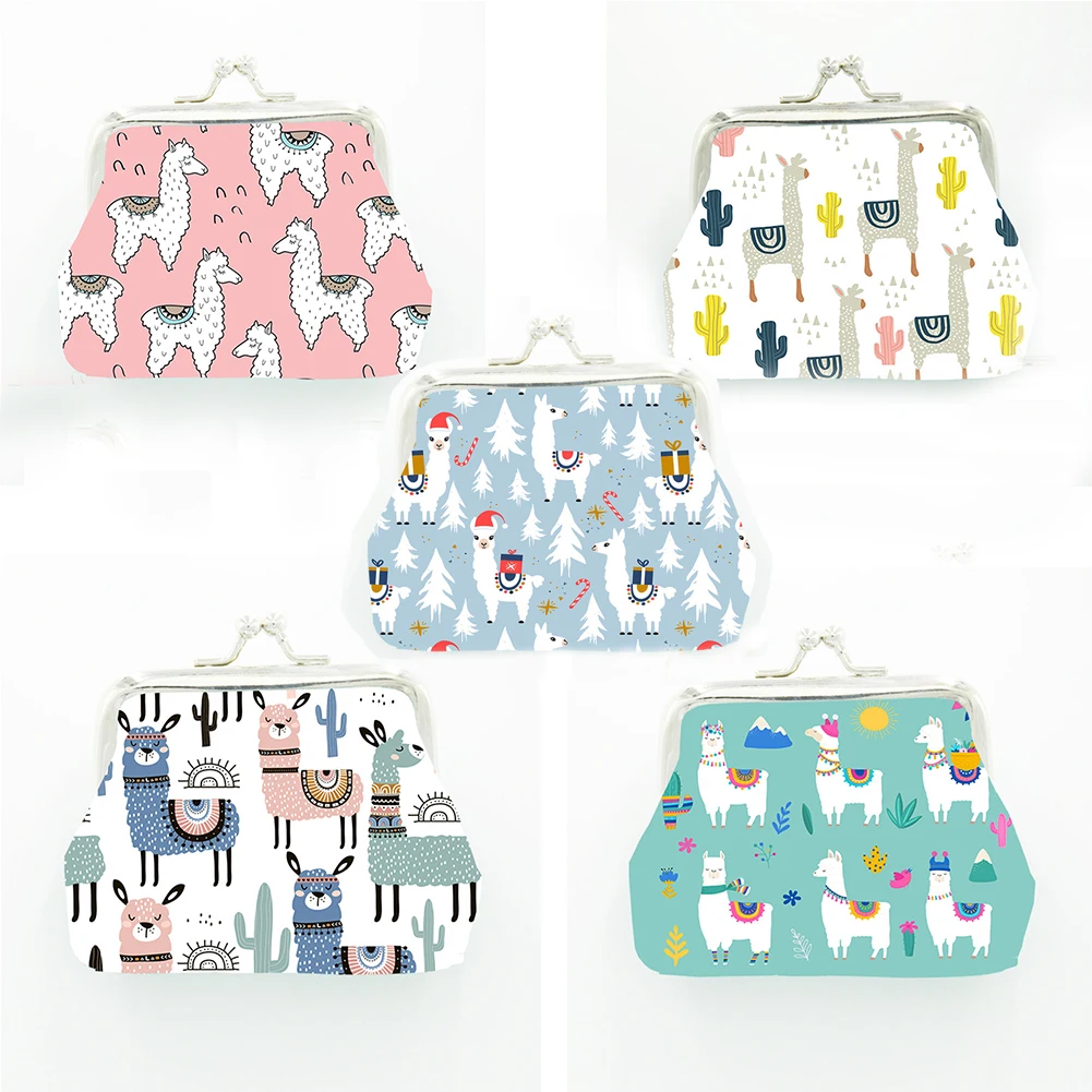 

Flamingo Alpaca Printed Coin Purse Mini Purses For Women Kids Girls Cartoon Pattern Small Wallet Bag Children Cute Coin Purse