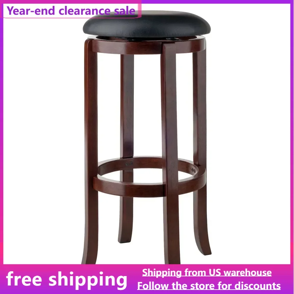 

Chair Swivel Seat Bar Stool Free Shipping Black & Walnut Furniture