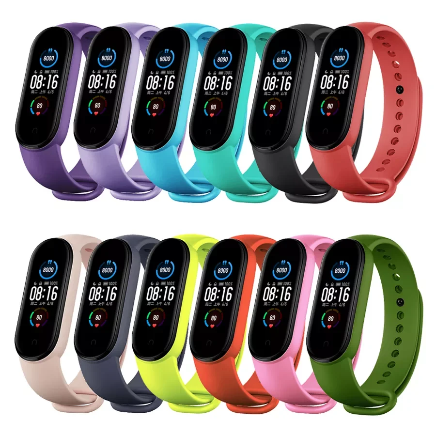

Сменный ремешок для Xiaomi Mi Band 5, браслет, спортивный ремешок для Mi band 6, силиконовые ремешки для Mi Band 5 6