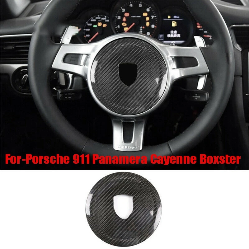 

Carbon Fiber Steering Wheel Cover Trim Steering Wheel Logo Circle for-Porsche 911 Panamera Cayenne Boxster