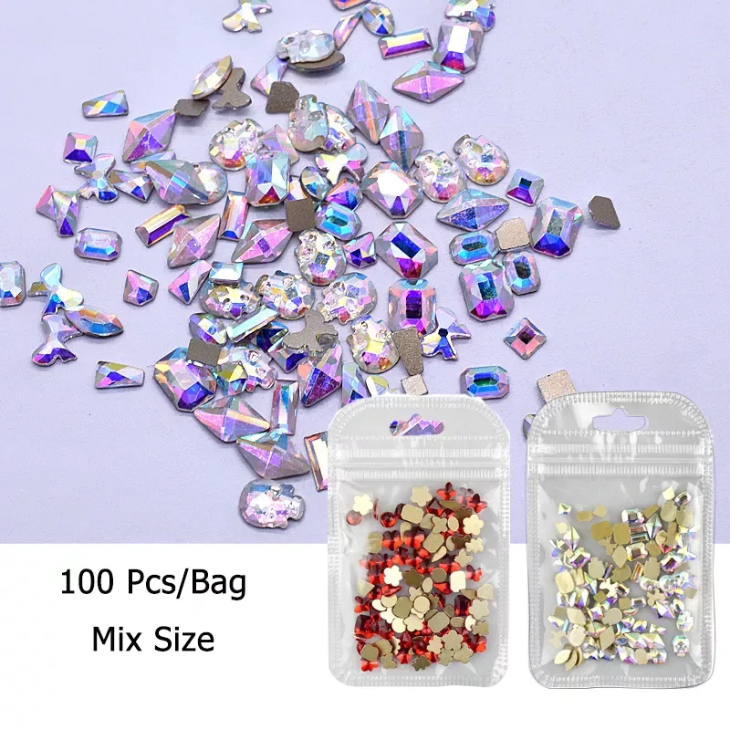 

1 Box 100PCS rhinestones for nail art decorations zircon diamond charms gem nail art accessories 3D Nail Art Decorations