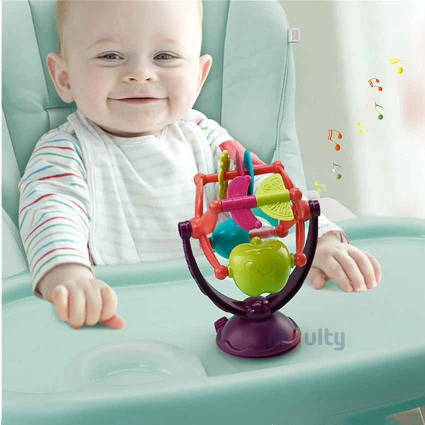 

Musical Spinwheel with Suction Base High Chair Interactive Toy for Early Developmental Tray Toy for Ages 6Months and Up
