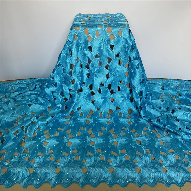 

5 Yards Swiss Voile Lace Fabric Heavy Beaded Embroidery African Fabrics Cotton In Switzerland For Wedding Party Cloth Material