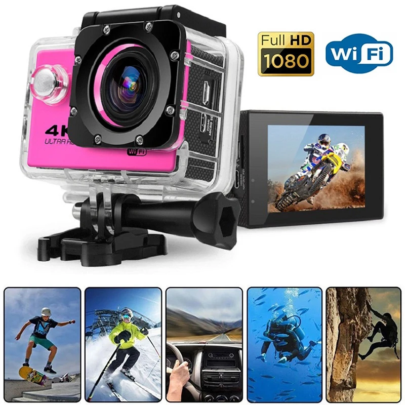 

Ultra HD 4K Action Camera 60fps/170D Underwater Waterproof Helmet Video Recording Cameras WiFi 2.0" Screen Go Sports Camera