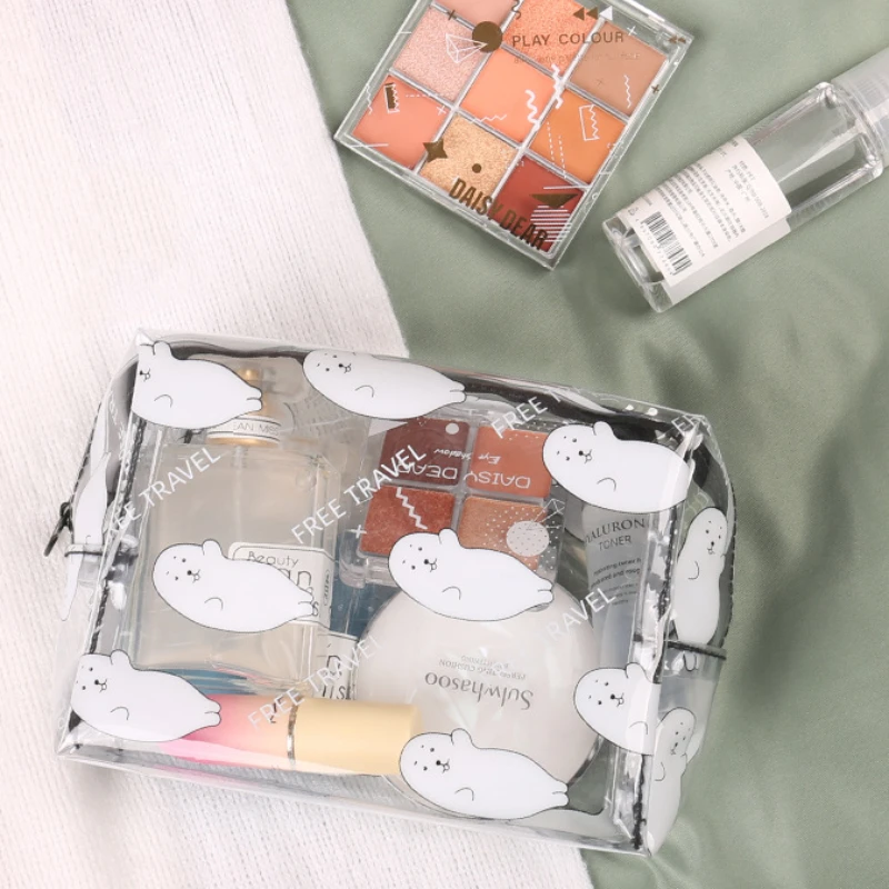 

1 Pc New Cartoon Transparent Jelly Cosmetic Bag Cute Portable Travel Women Cosmetic Storage Organizer Girls Makeup Bags Wash Bag
