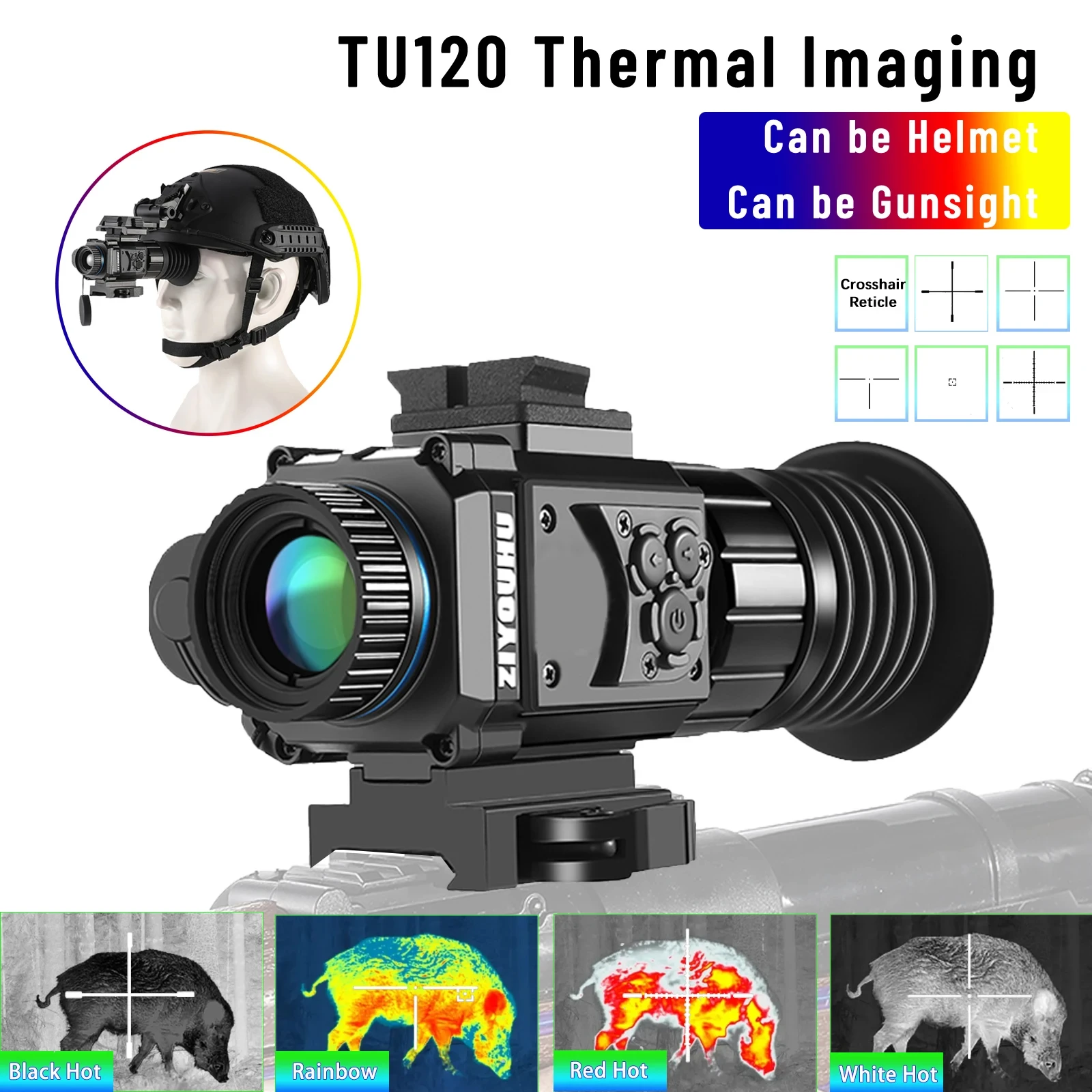 

TU120 Infrared Heat Monocular Hunting 8x Magnification Riflescope Aiming Cross Cursor Helmet Head Mounted Thermal Imaging Scope