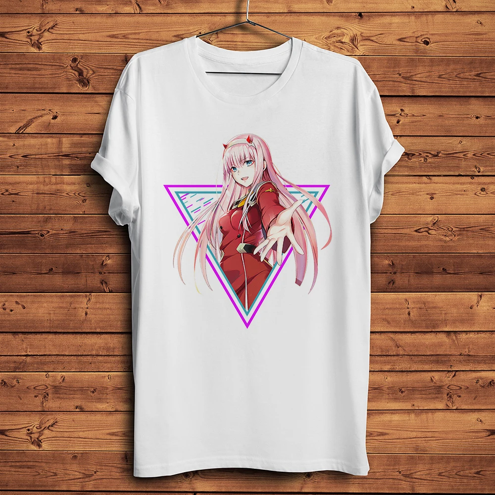 

Zero Two 002 Darling in the Franxx Funny Anime T Shirt Men New White Casual TShirt Unisex Otaku Manga Waifu Streetwear Tee