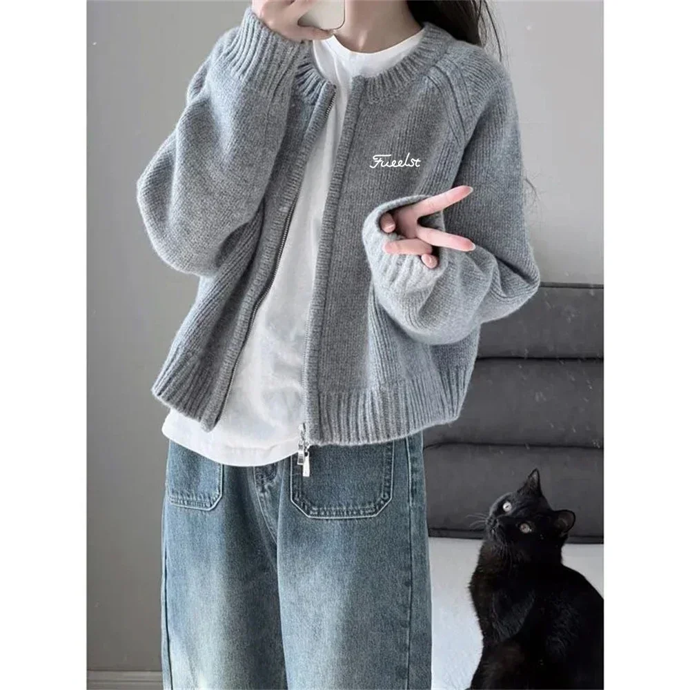 

2023 Women's Zipper Coat Sweater Fashion Autumn and Winter New Women Golf Jacket Casual Loose Golf Knitted Top