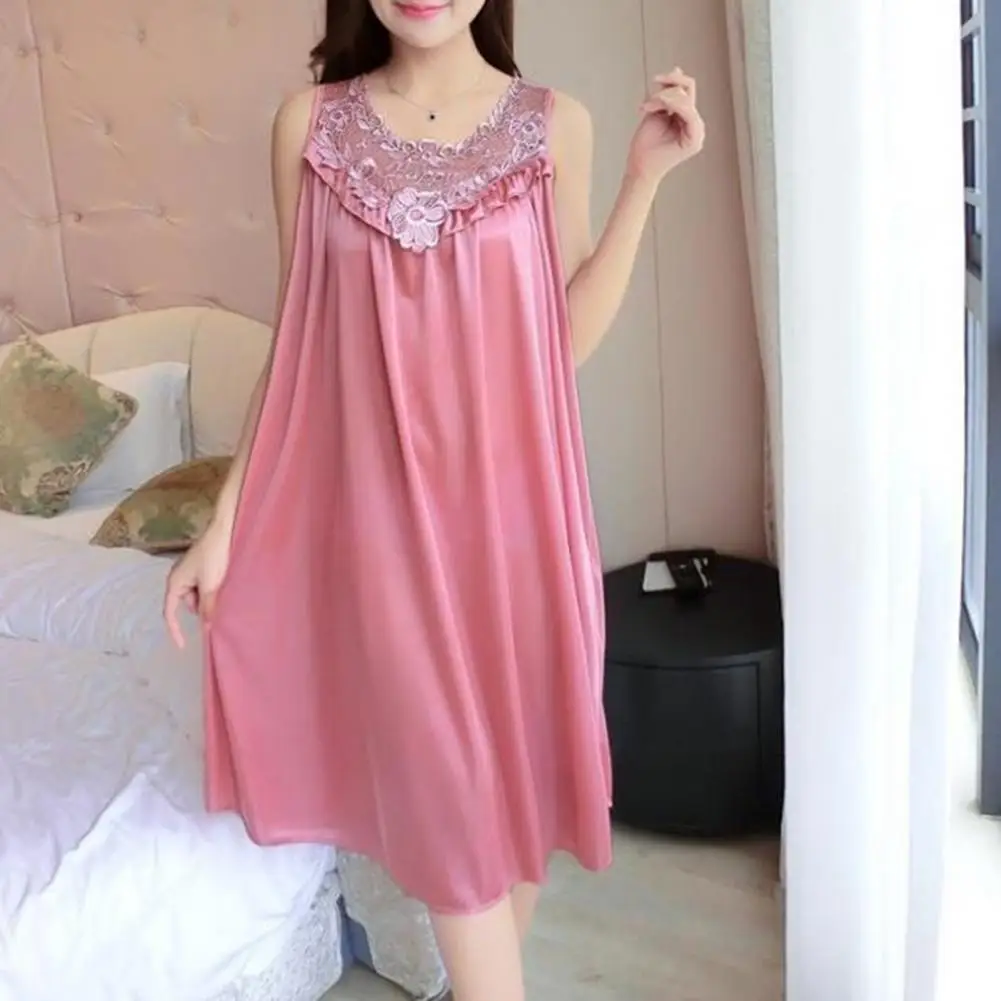 

Great Night Dress Chic Female Nightgown Comfy Sexy Women Faux Silk Sleepwear Soft Texture