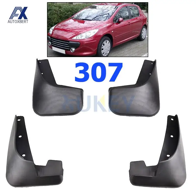 

Комплект автомобильных брызговиков для Peugeot 307, 4-дверный седан, 3dr и 5dr хэтчбека 2001-2011, брызговики, брызговики