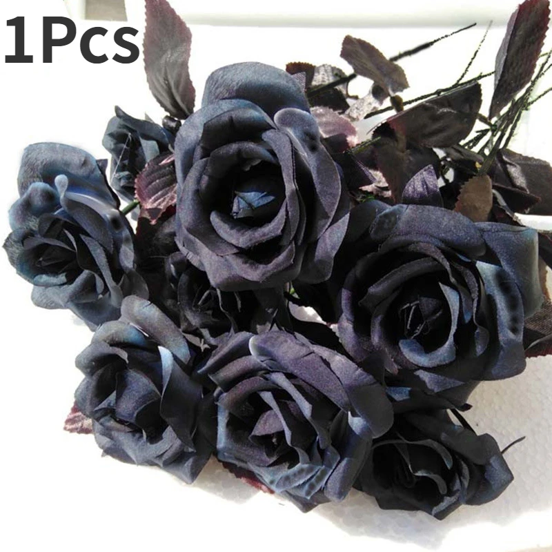 

Искусственная черная роза с глазным яблоком 35 см