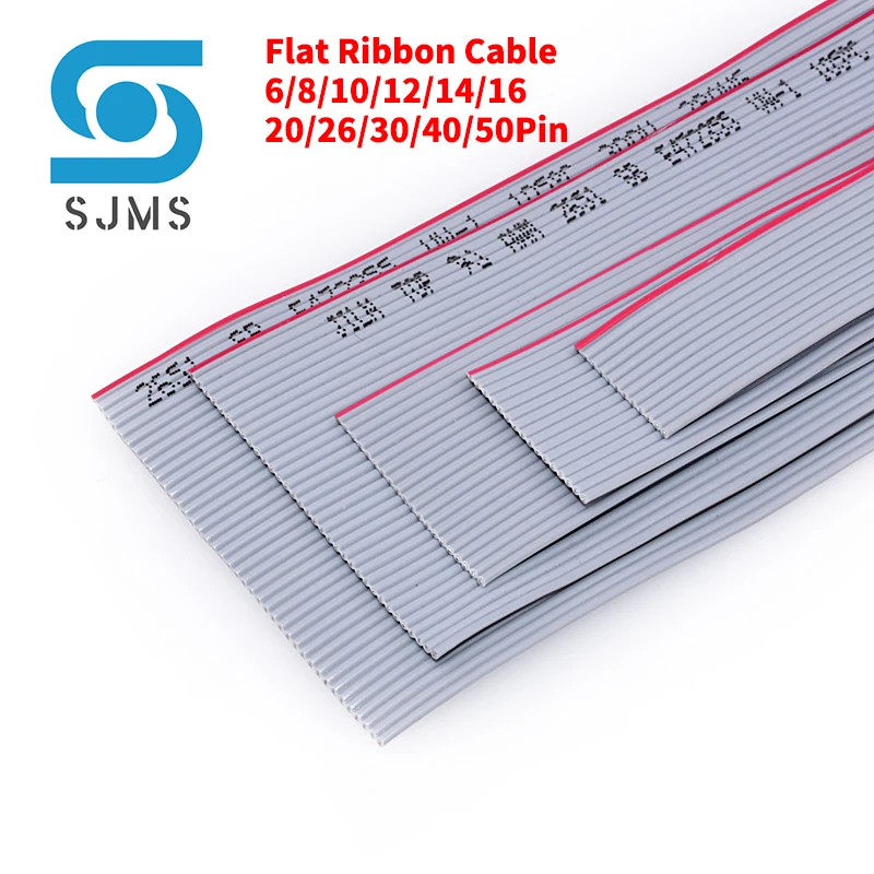 

1Meter 1.27mm Pitch Grey Flat Ribbon Cable 6/8/10/16/20/40 Pin 28AWG Wire for IDC FC 2.54MM Connector 6P/10P/12P/14P/16P/20P/40P