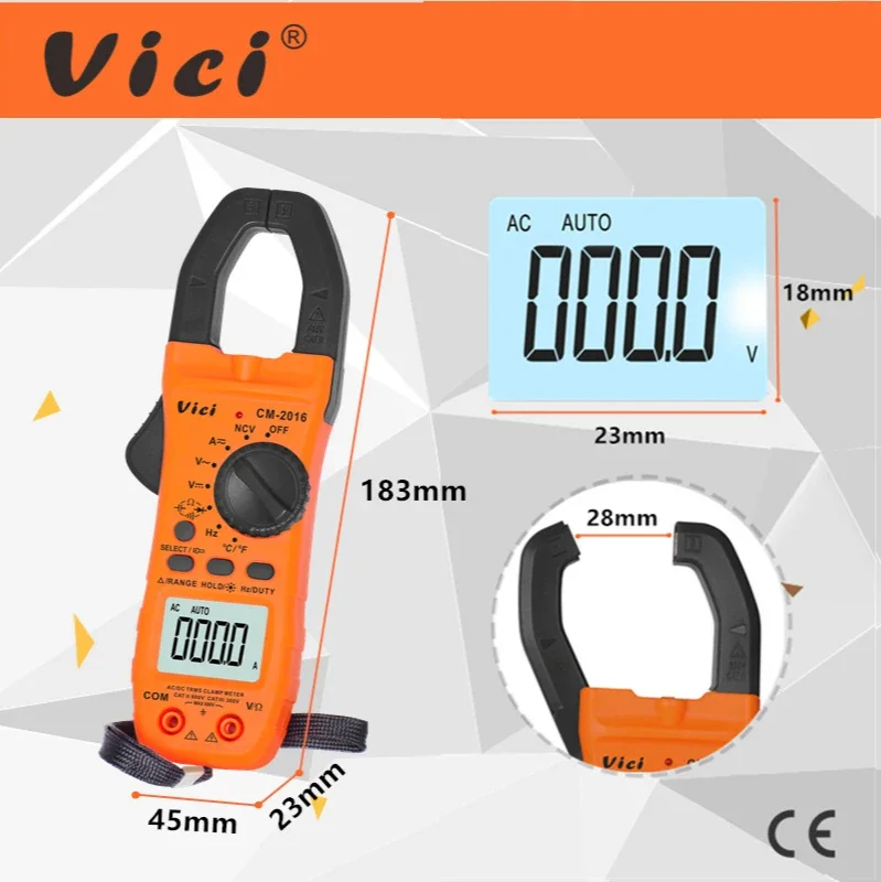 VICI AC/DC цифровой мультиметр с зажимами CM-2016 NCV Высокое качество True RMS
