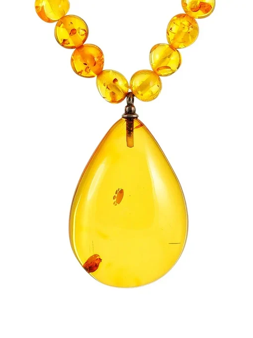 Изящное колье из натурального янтаря лимонного цвета Лаура |