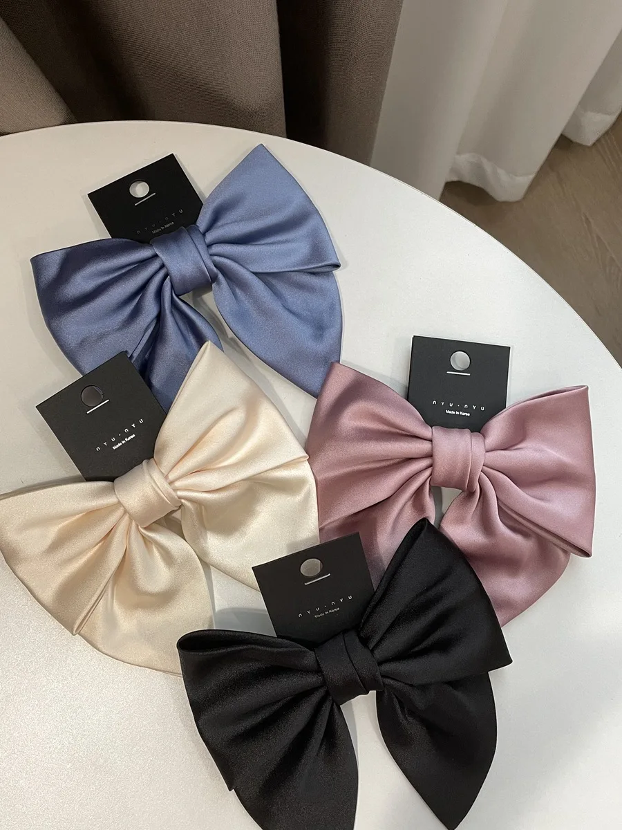 

Women Bow Ribbon Hairpin Popular Headwear Satin Spring Clip Fixed Hair Clip Retro Headdress Ponytail Clip Hair Accessories