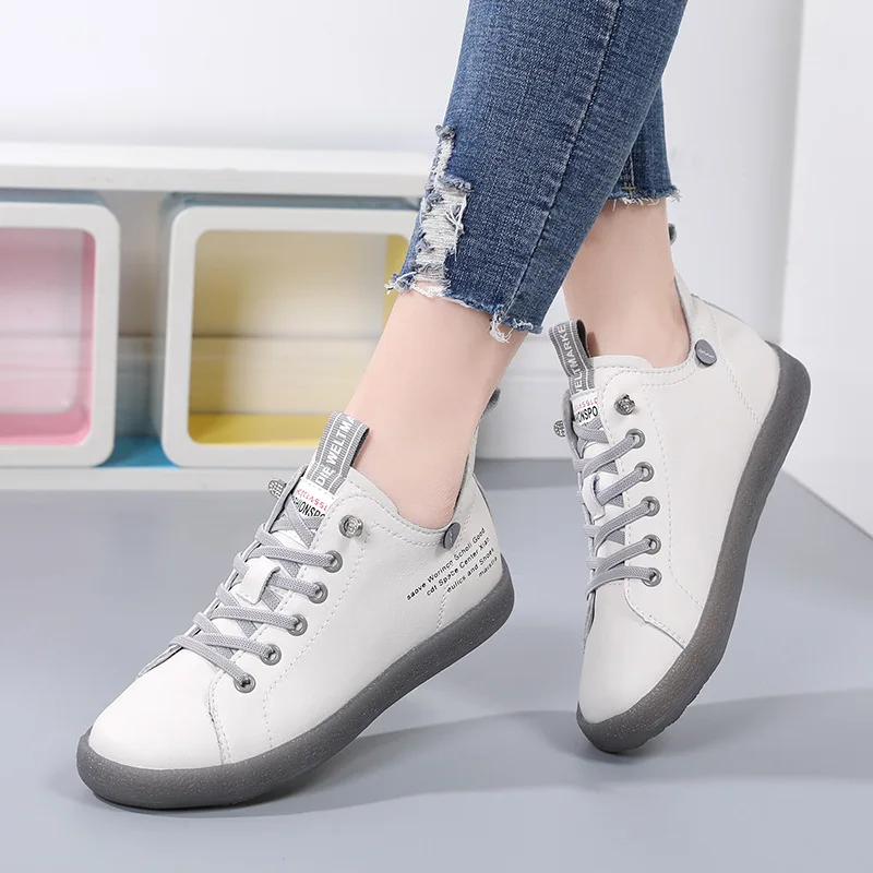 

Hot Sale Genuine Leather Platform Sneakers for Women Spring Casual Little White Shoes Ladies High Gang Vulcanized Shoes Flats