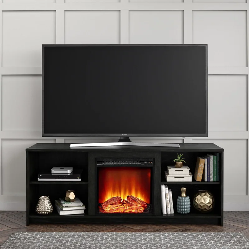 

Fireplace TV Stand for TVs up to 65", Black Oak