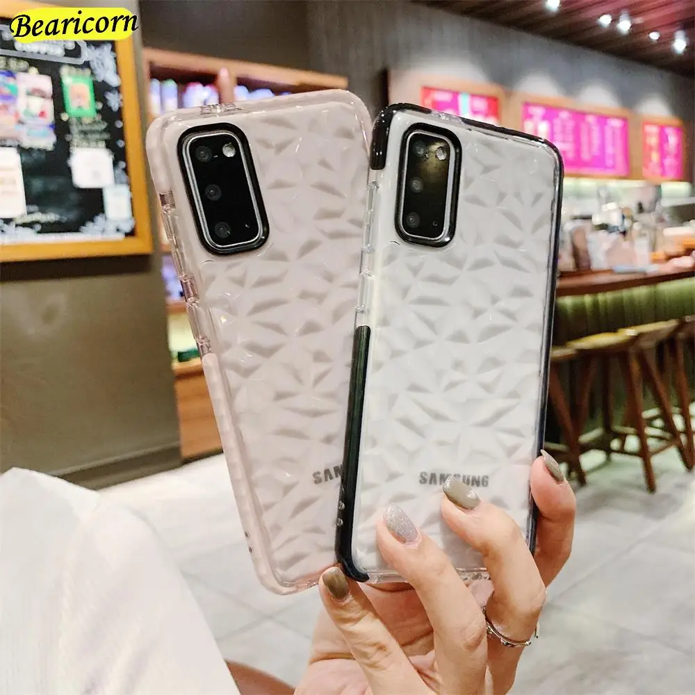 Soft Diamond Pattern Phone Case For Samsung Galaxy S7 S8 S9 S10e S20 FE S21 Plus Note 9 10 20 Ultra Shockproof Transparent Cover