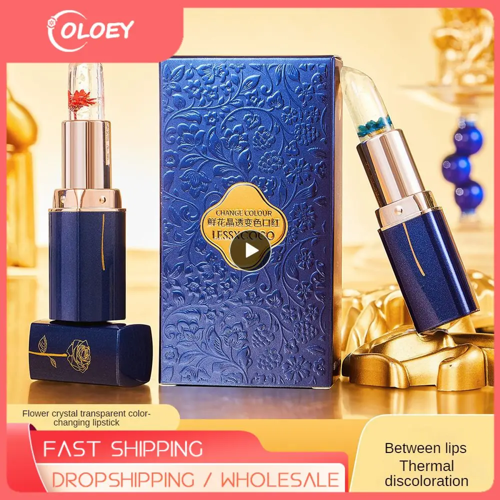 

Colored Lip Balm Color Change Lipstick Exquisite Blue Rose Lip Glaze Waterproof Lip Care Flower Lipstick Maquillaje Cosmetics