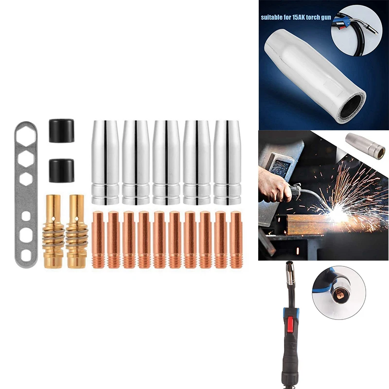 

20Pcs Nozzles Contact Tips Holders Mig Welder Consumable Accessory For 15Ak Mb15 Mig Co2 Welding Torch