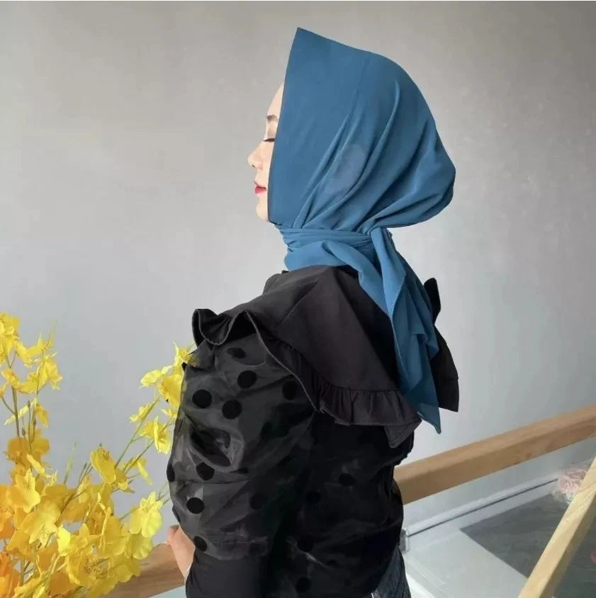 

New Chiffon Triangle Scarf Hijab Women Muslim Shawls Headscarf Wraps Solid Headbands Turbans Durag Femme Bandana Scarves Foulard