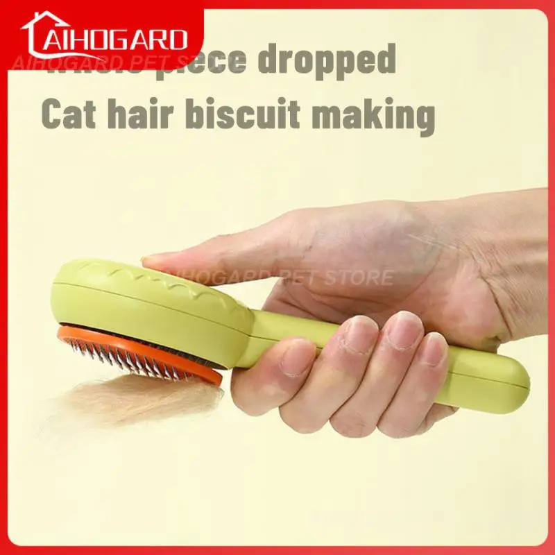 

Удобная Расческа для домашних животных, самоочищающаяся Нескользящая ручка, предотвращает запутывание шерсти, товары для собак, инструмент для ухода за питомцами