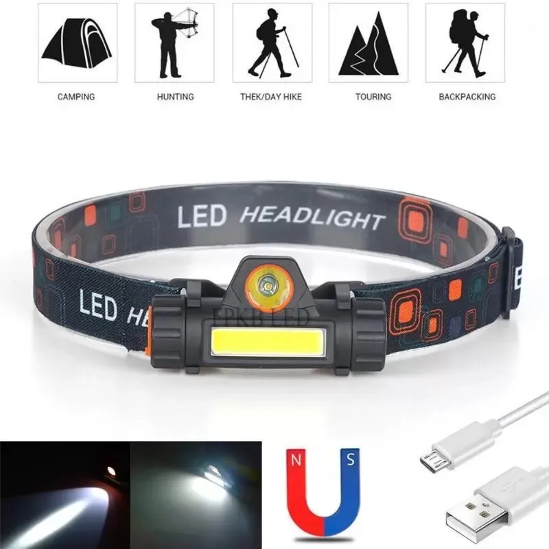 

Portable mini Powerful LED Headlamp XPE+COB USB Rechargeable Headlight Built-in Battery Waterproof Head Torch Head Lamp