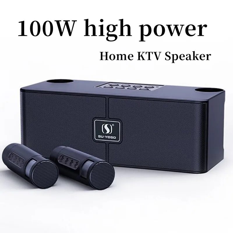 caixa de som 100W high power bluetooth karaoke speaker dual speaker wireless home TV KTV speaker set home car bluetooth boombox
