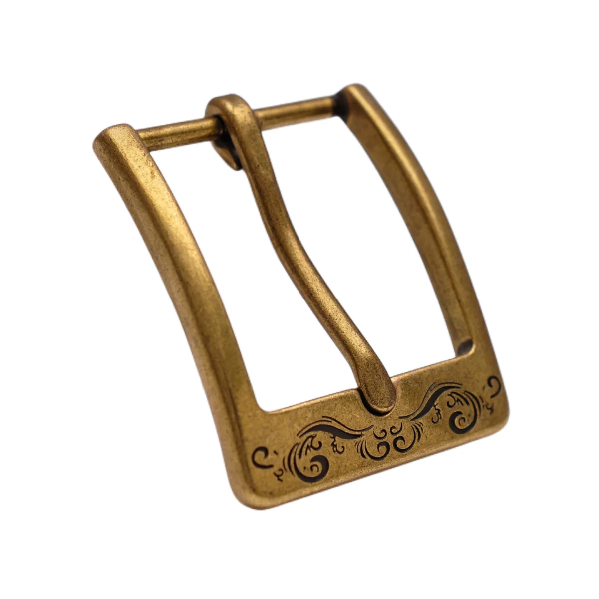 Мужская латунная пряжка для ремня ручной работы с выгравированным цветком и