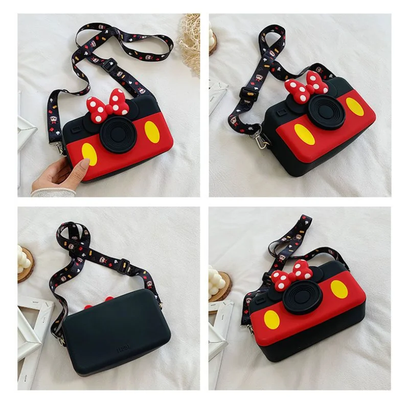 Disney Minnie Shoulder Bag for Girl Kid Cute Cartoon Crossbody Bag Silicone Phone Bag Birthday Gift Coin Purse and Handbags