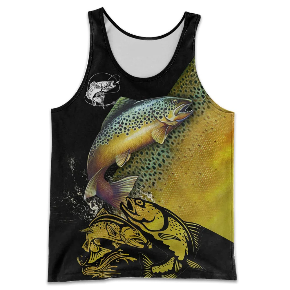 

CLOOCL Men Tank Tops Bass Fishing 3D Pattern Vest Streetwear Casual Fitness Sleeveless Fashion Outdoor Sports Pullover Tops