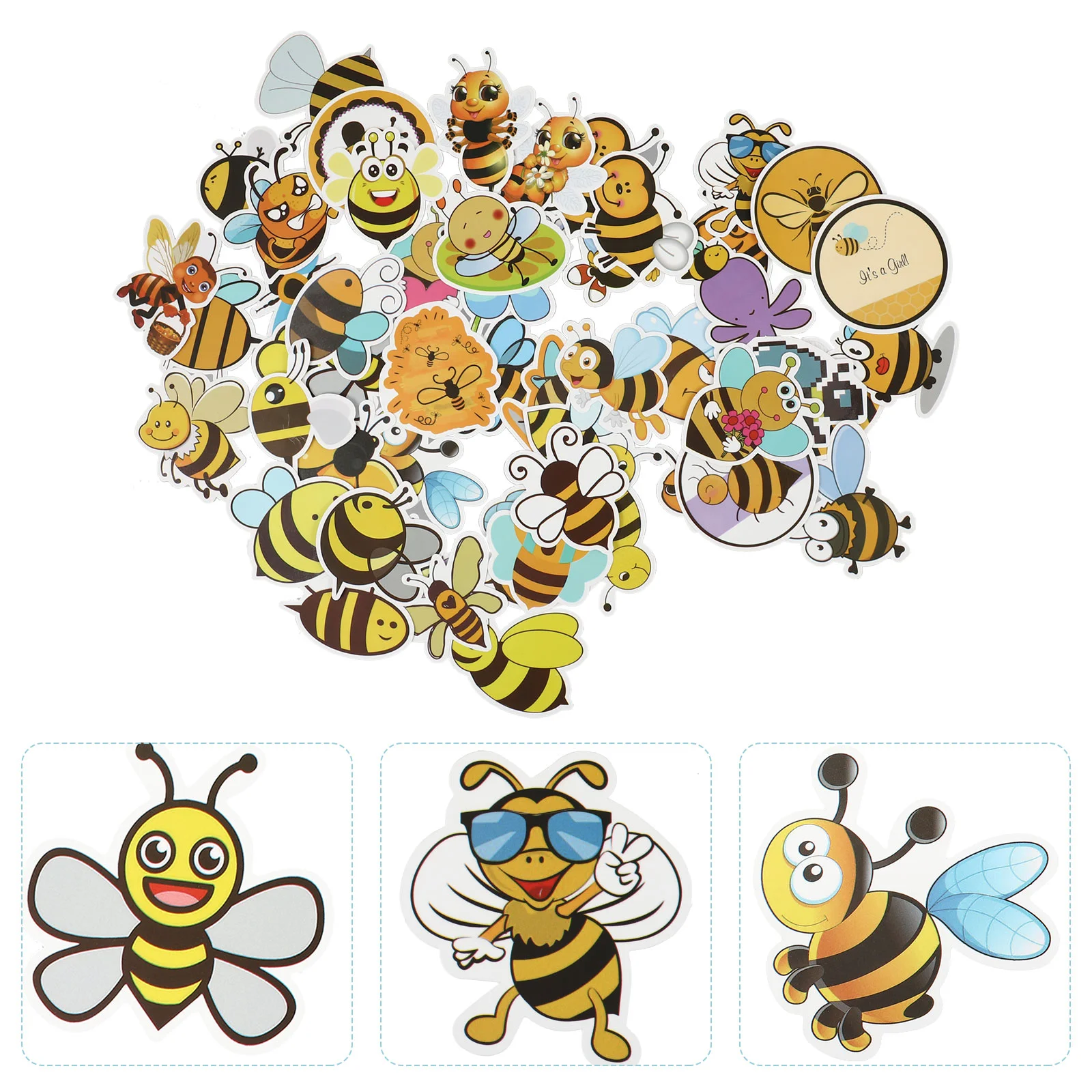 

3 Sets Adorable Bees Decorative Stickers Practical Self-adhesive Stickers
