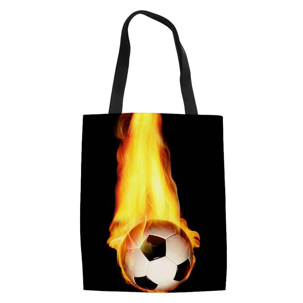 Football Soccer Pattern Portable Shopping Bag Fashion Outdoor Travel Handbag Lightweight Adult Women Bolso De Mano