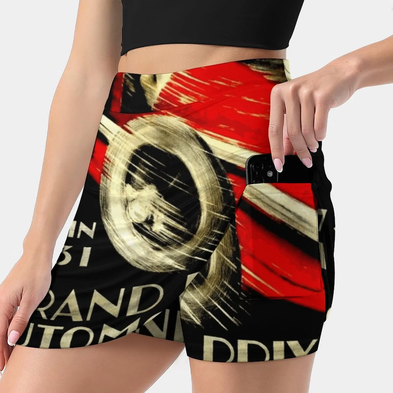 &quot Geneva Grand Prix Vintage Auto Racing Print Summer Women's shorts Skirt 2 In 1 Fitness Yoga Tennis Skirts Geneve