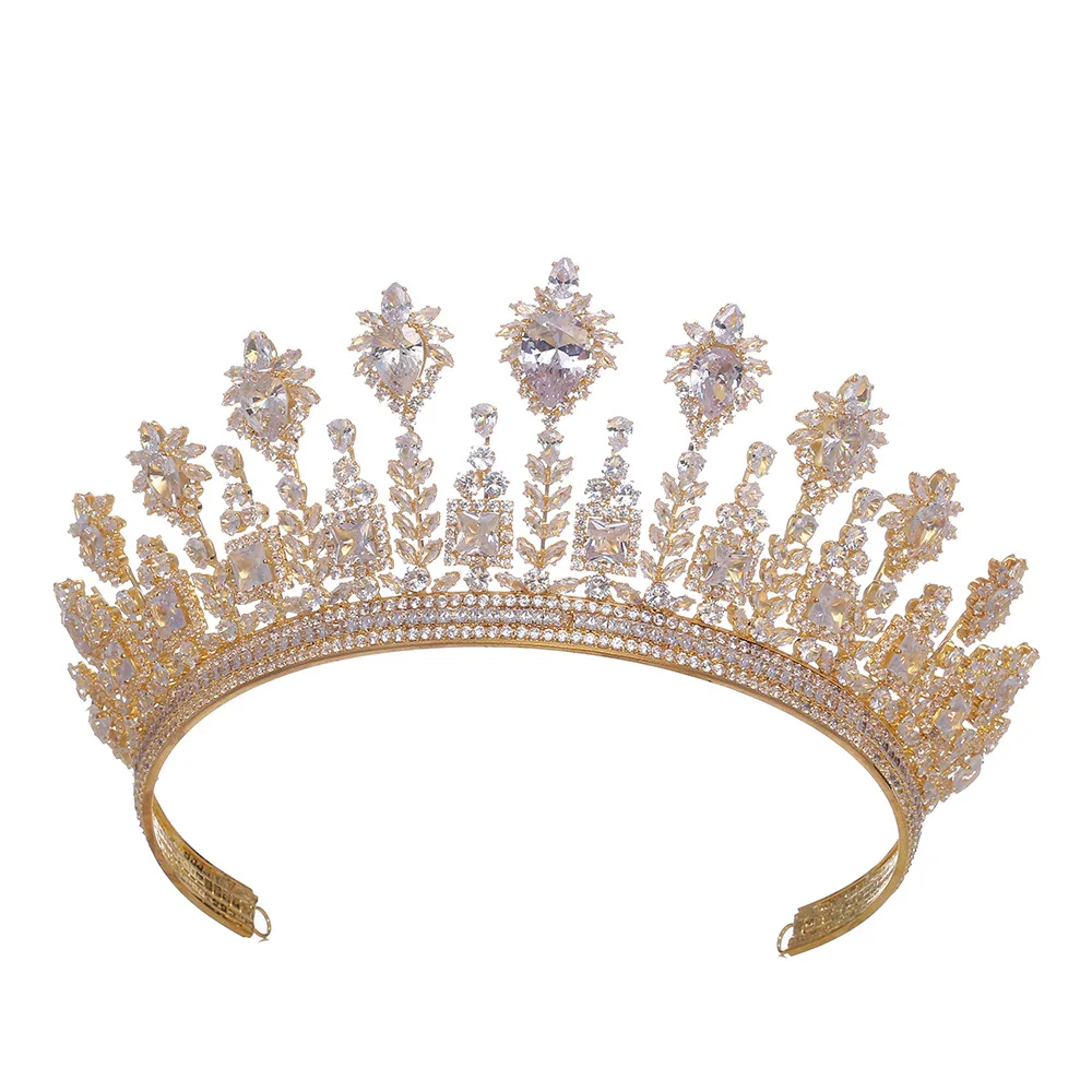 2023 24K Gold Plated/ Platinum Plated Bridal Hair Accessories Wedding in Tiaras Women Bride Queen Vintage Crown Pageant Crowns