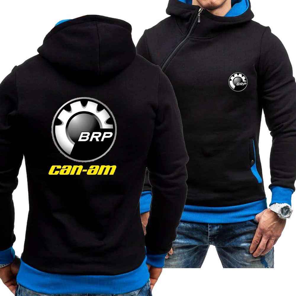 

2023New Men's Casual Spring Autumn Hoodie Brp Can-am Logo Skew Zipper Long Sleeve Fashion Zip Hoody Sweatshirt