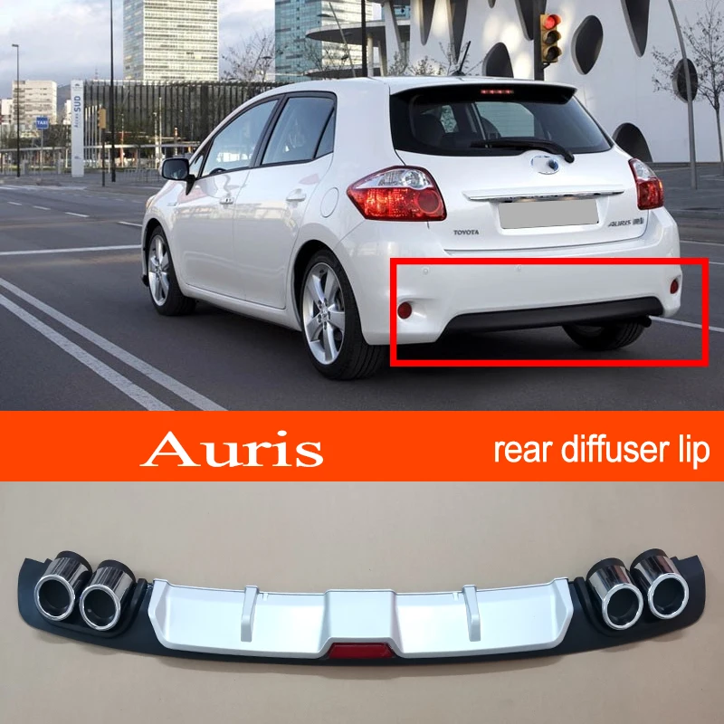 Auris 09-12 ABS Plastic Black / Silver Car Rear Bumper Diffuser Spoiler Lip for TOYOTA 2009 2010 2011 2012 Hatchback |