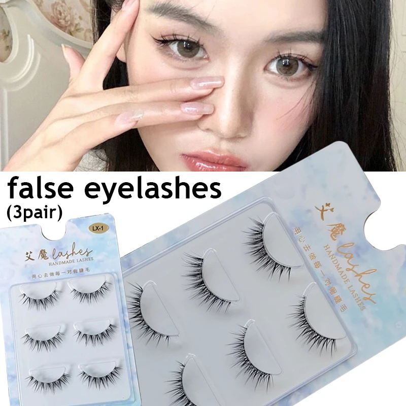 

New 3 Pairs False Eyelashes Natural Cross Curling Lash Extension Daily Eye Makeup Tool Fairy Long Artificial Eyelash Big Eyes