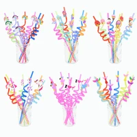 8pcs mermaid unicorn straws beach hawaii party drink cup decorative accessories birthday party baby shower disposable cutlery