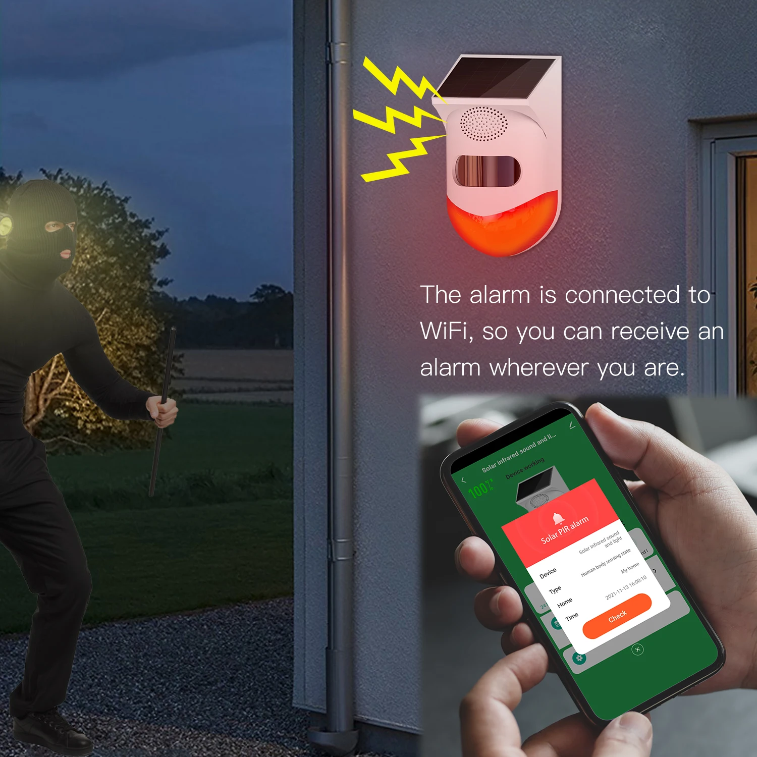 Outdoor Solar PIR Infrared Alarm Smart WiFi Siren Waterproof Wireless 433MHz Burglar Strobe Sensor Multiple Versions Available enlarge