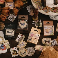 46 pcsbox mini vintage scrapbooking sticker diy diary album planner hand made collage material decorative junk journal supplies