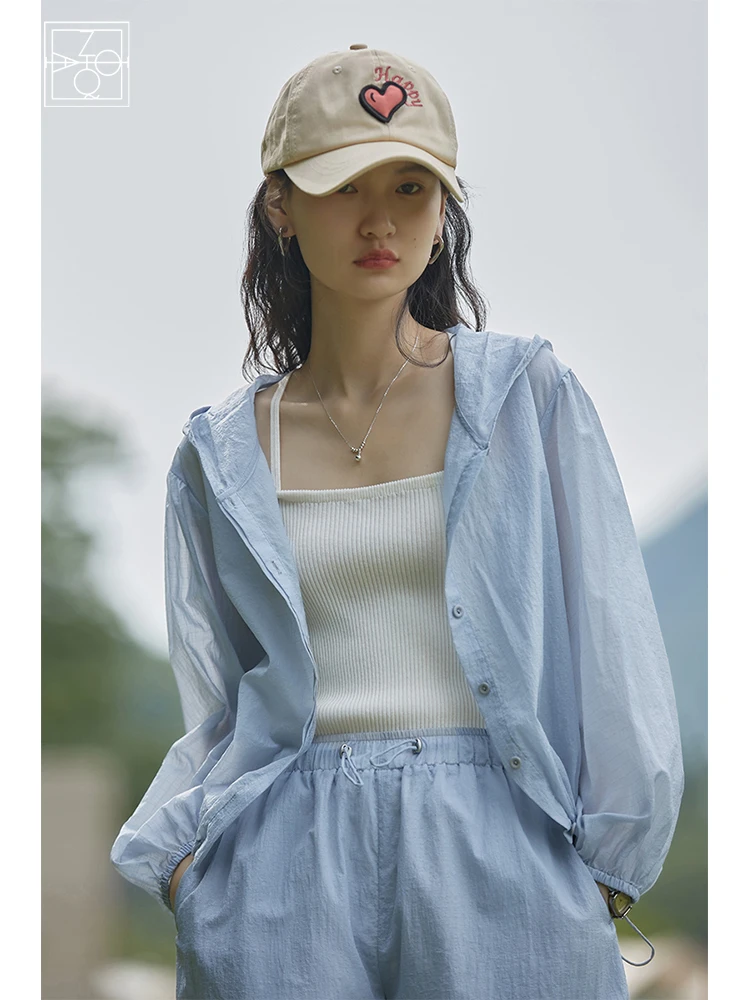 

ZIQIAO Casual Outdoor Sun Protection Clothing Women Lightweight Fashion Korean Version Simple Long-sleeved Female Suit Summer