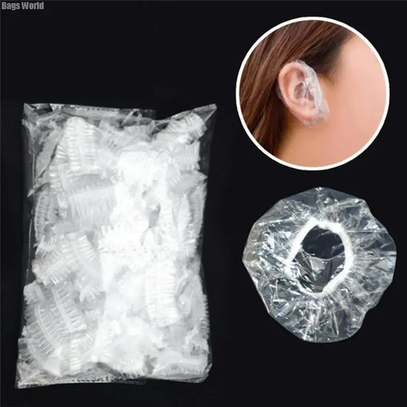 

100pcs/lot Disposable Ear Cover Pretty Pro Hair Salon Clear Earmuffs Shower Waterproof Hair Coloring Ear Protector Cover Caps