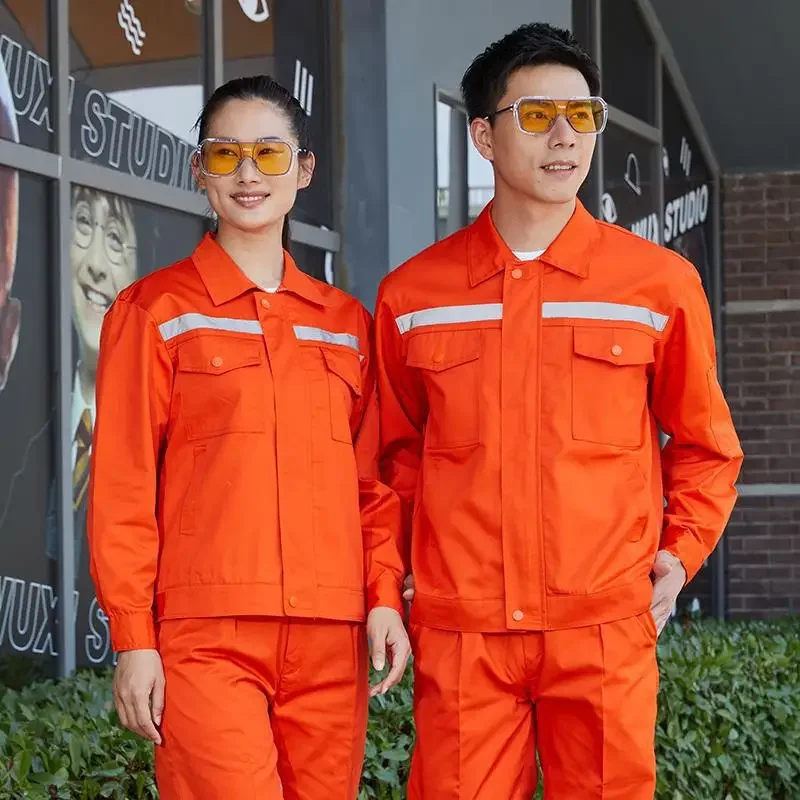 Long Sleeve Reflective Workwear Suit Spring Autumn Wear Resistant Thickened Labor Saving Top Auto Repair Factory Uniform