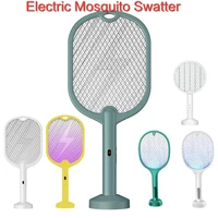 3500v electric flies swatter killer usb rechargeable led lamp summer mosquito trap racket with uv light anti insect bug zapper