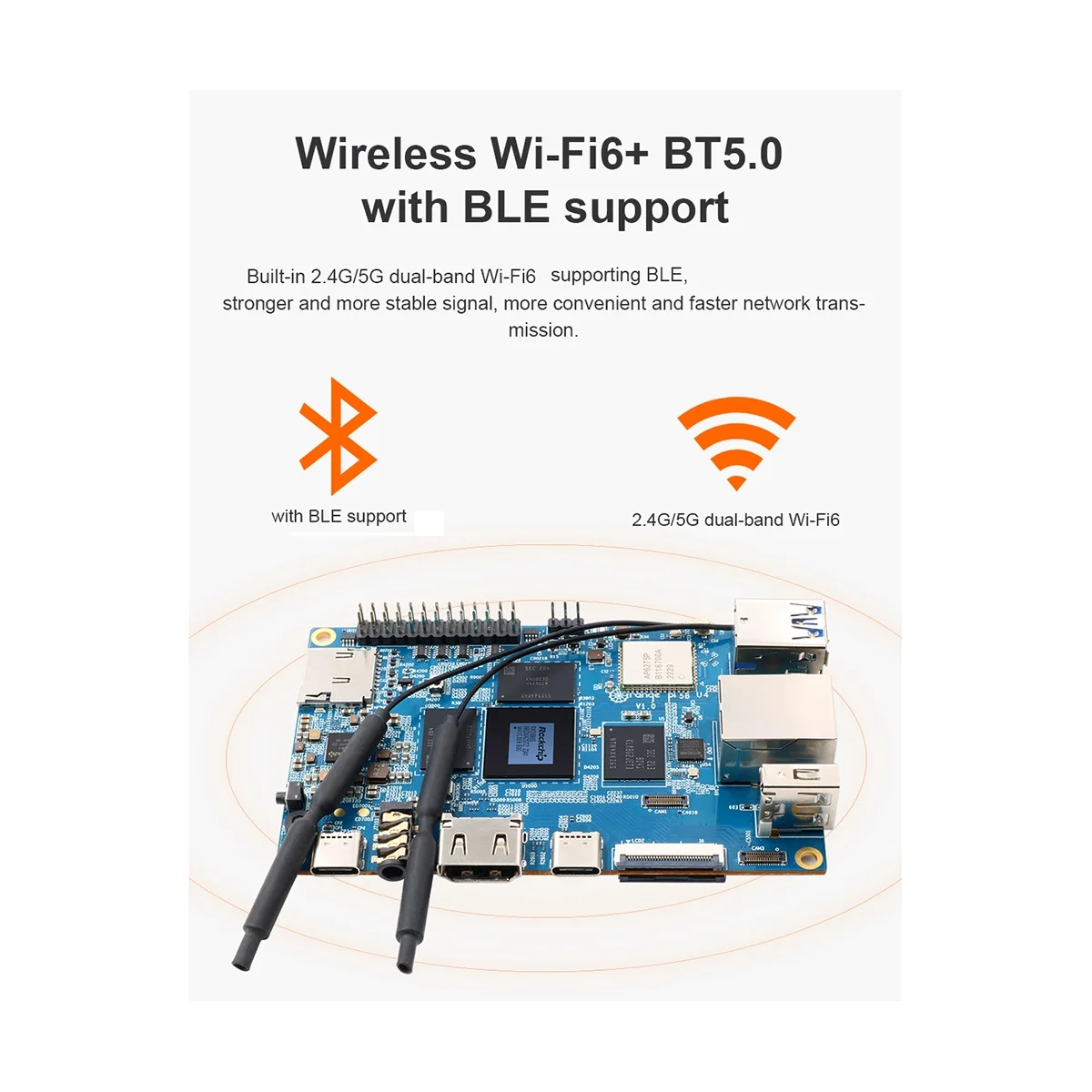 

For Orange Pi 5B Development Board 8G+64G EMMC Motherboard RK3588S 8 Core 64 Bit Processor Programming Motherboard